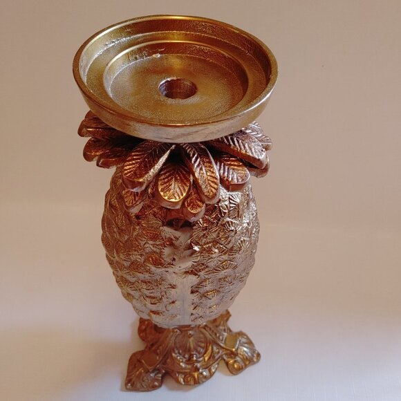 GOLDEN Pineapple Candle Holder Pillar Candle Holder HUGE 14.25" Tall - Picture 6 of 6